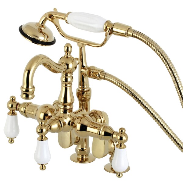 Kingston Brass CC6015T2 Clawfoot Tub Faucet with Hand Shower, Polished Brass CC6015T2 - main